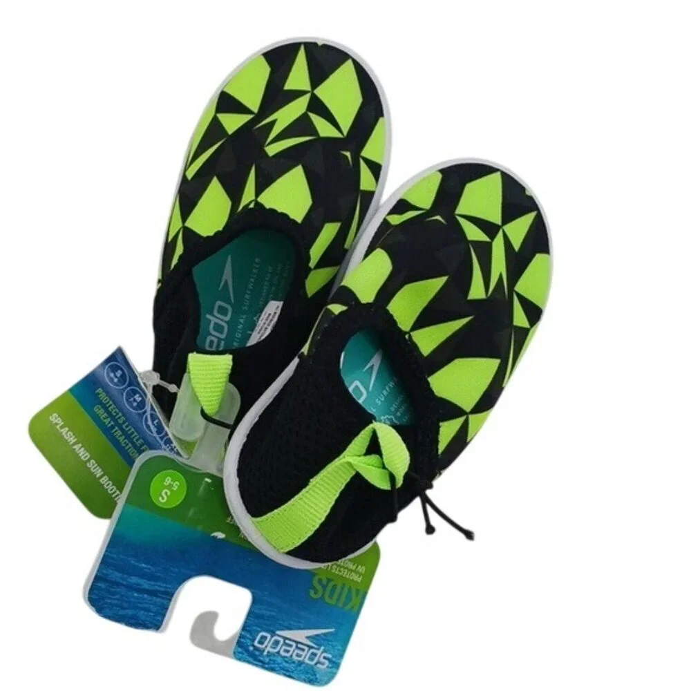 Speedo Little Boys Splash Sun Bootie Water Shoes Black Green Size S 5/6 New